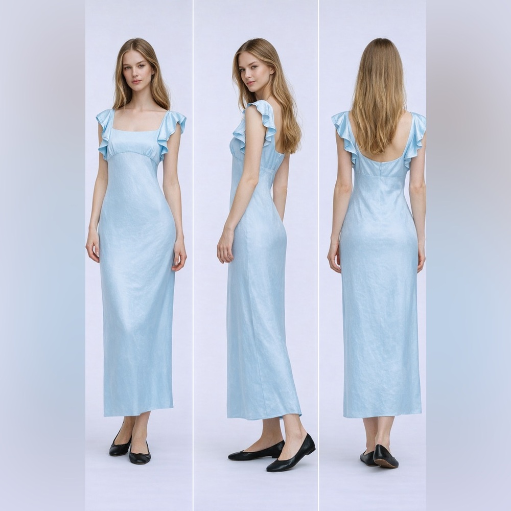 🩵 MADEWELL Flutter-Sleeve Maxi Slip Dress. Size US 2. Great Condition! - Picture 2 of 11